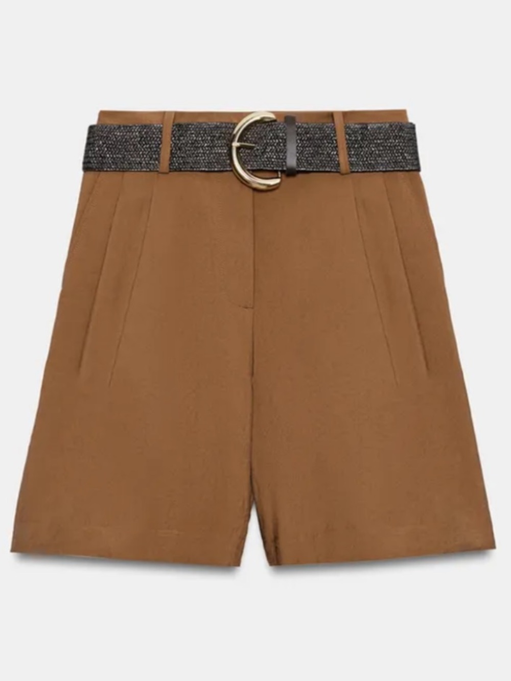 High-Waist Brown Tailored Women’s Shorts with Belt